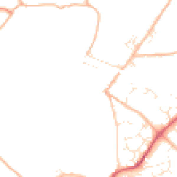 Daytime road noise heatmap for TQ10 9AE