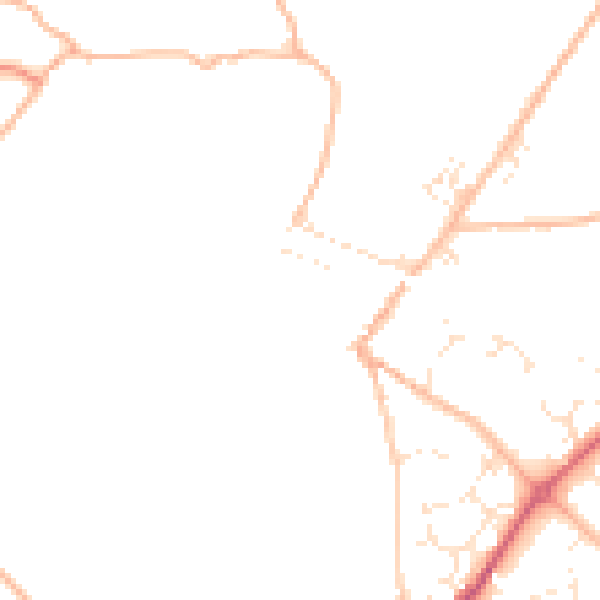 Daytime road noise heatmap for TQ10 9AG