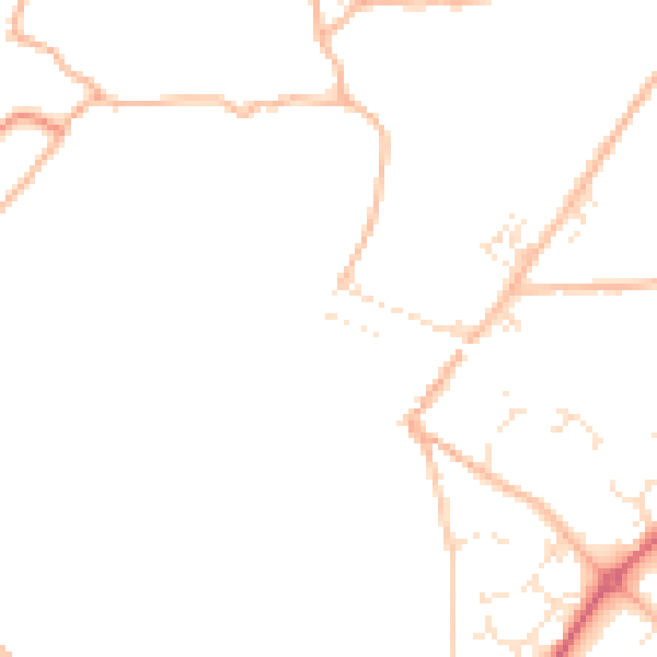 Daytime road noise heatmap for TQ10 9AJ