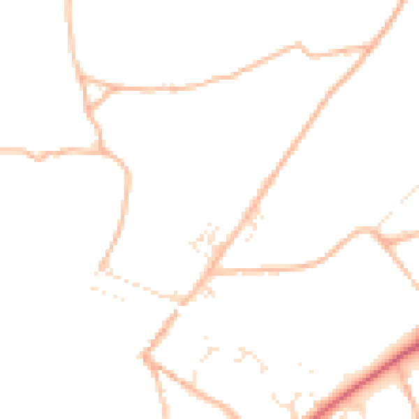 Daytime road noise heatmap for TQ10 9AW