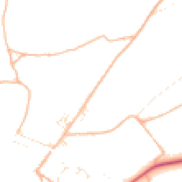 Daytime road noise heatmap for TQ10 9AY