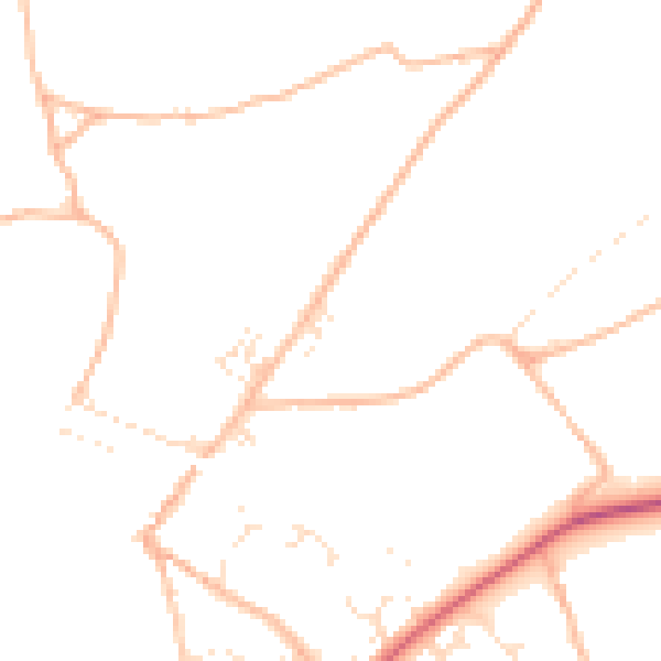 Daytime road noise heatmap for TQ10 9AZ