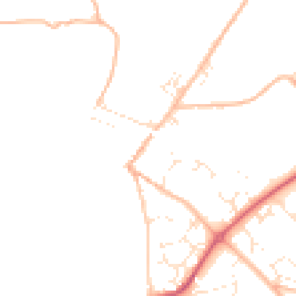 Daytime road noise heatmap for TQ10 9BD