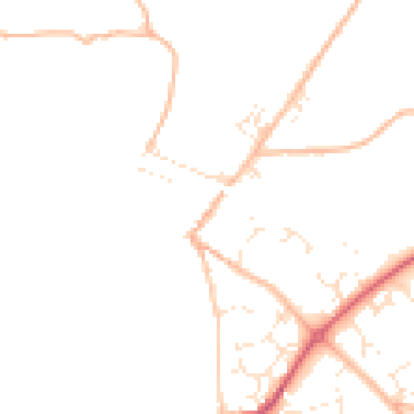 Daytime road noise heatmap for TQ10 9BG