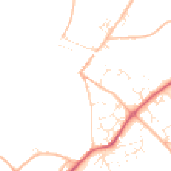 Daytime road noise heatmap for TQ10 9BJ