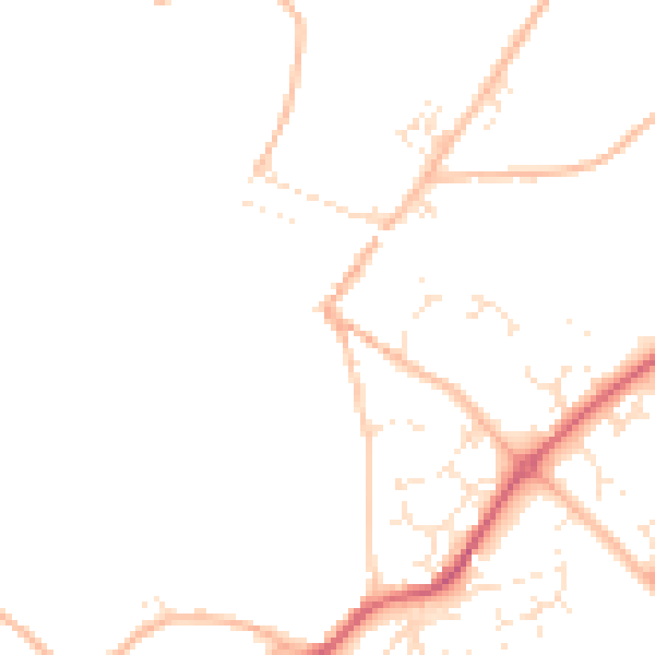 Daytime road noise heatmap for TQ10 9BQ
