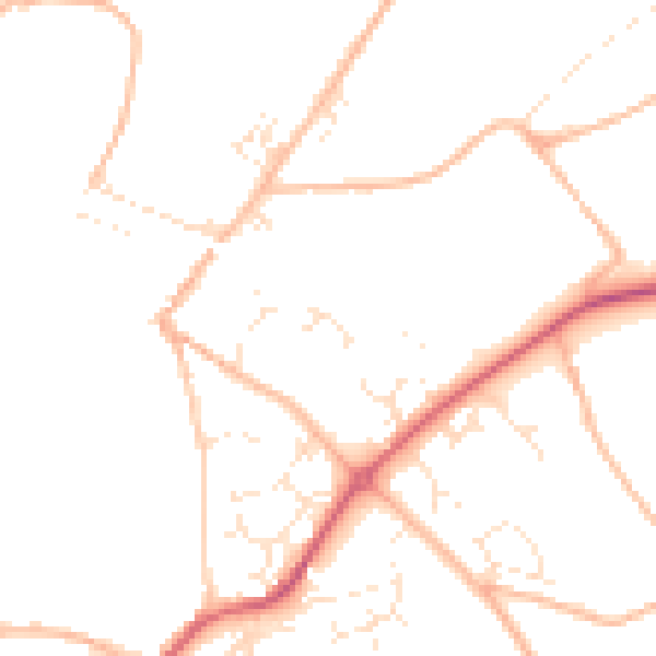 Daytime road noise heatmap for TQ10 9BT