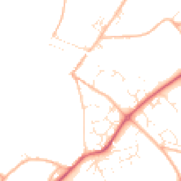 Daytime road noise heatmap for TQ10 9BX