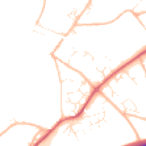 Daytime road noise heatmap for TQ10 9BY
