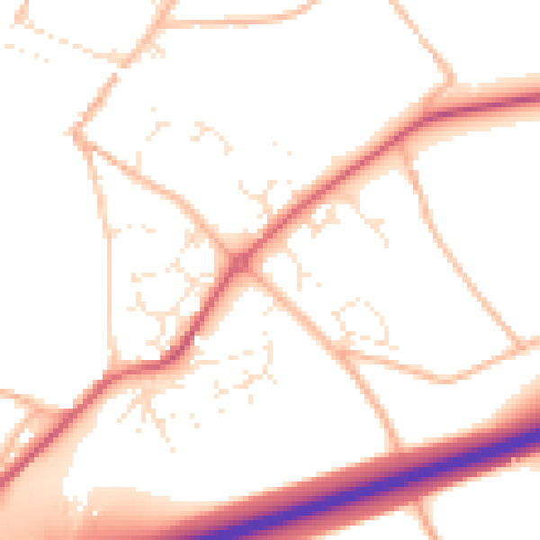 Daytime road noise heatmap for TQ10 9BZ