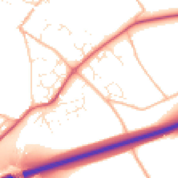 Daytime road noise heatmap for TQ10 9DA