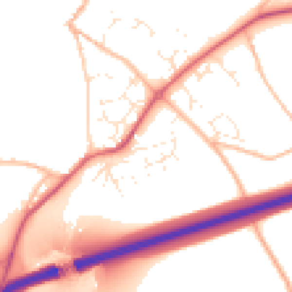 Daytime road noise heatmap for TQ10 9DE