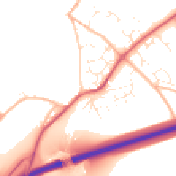 Daytime road noise heatmap for TQ10 9DF