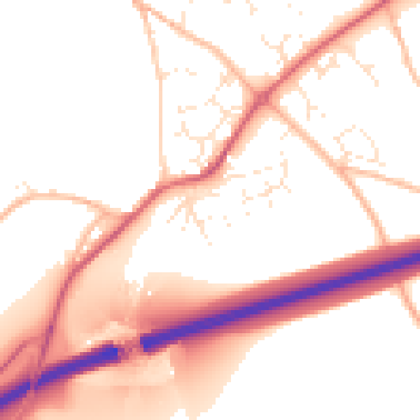 Daytime road noise heatmap for TQ10 9DG