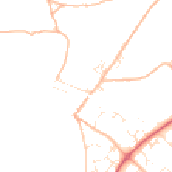 Daytime road noise heatmap for TQ10 9DH