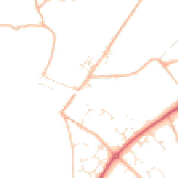 Daytime road noise heatmap for TQ10 9DJ
