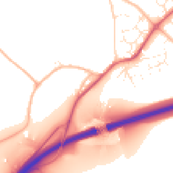 Daytime road noise heatmap for TQ10 9DL