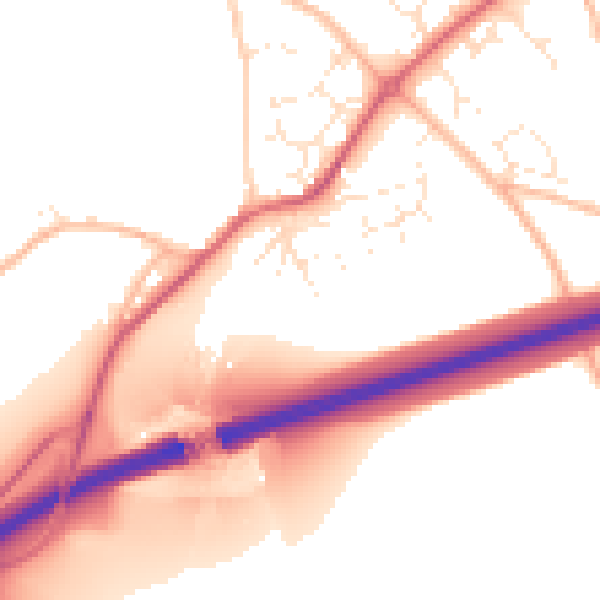Daytime road noise heatmap for TQ10 9DQ