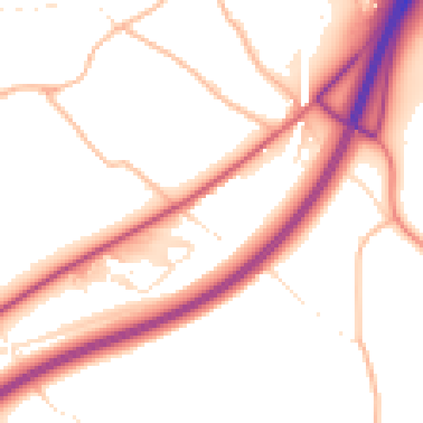 Daytime road noise heatmap for TQ10 9FL