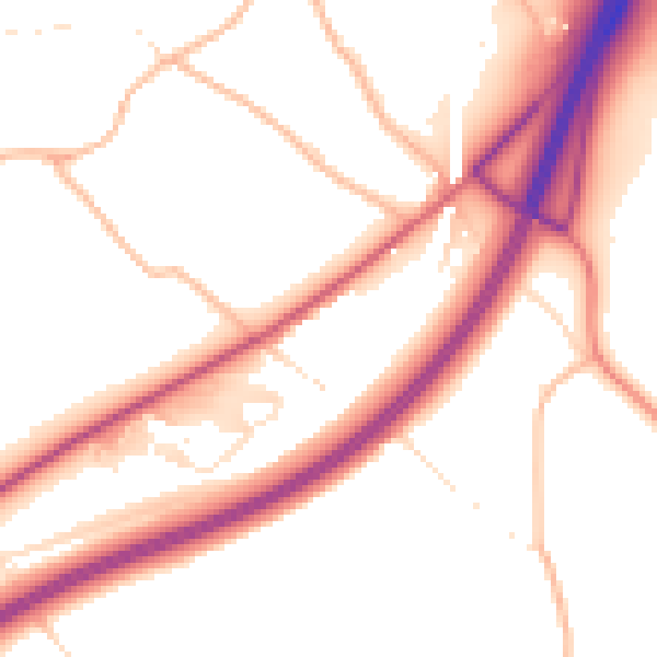 Daytime road noise heatmap for TQ10 9FN