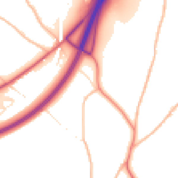 Daytime road noise heatmap for TQ10 9HB