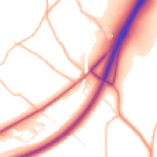 Daytime road noise heatmap for TQ10 9HD