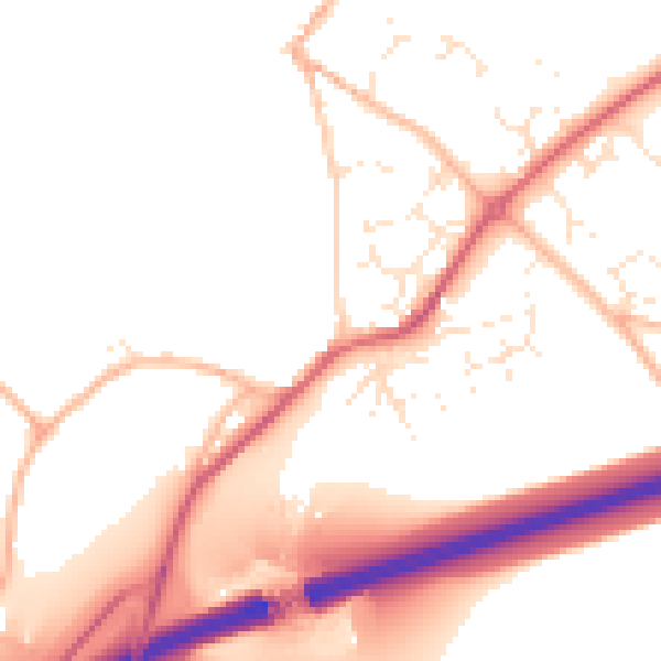 Daytime road noise heatmap for TQ10 9HY