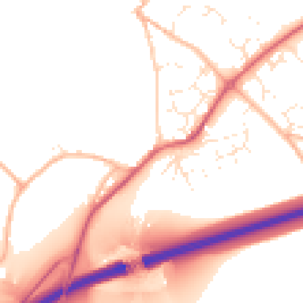 Daytime road noise heatmap for TQ10 9JA