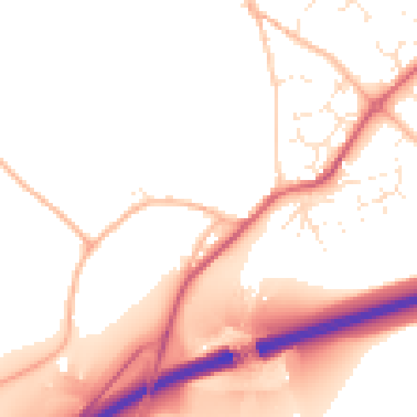 Daytime road noise heatmap for TQ10 9JD