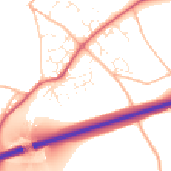 Daytime road noise heatmap for TQ10 9PA