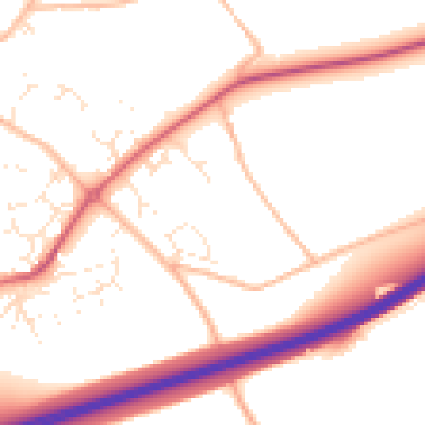 Daytime road noise heatmap for TQ10 9PE