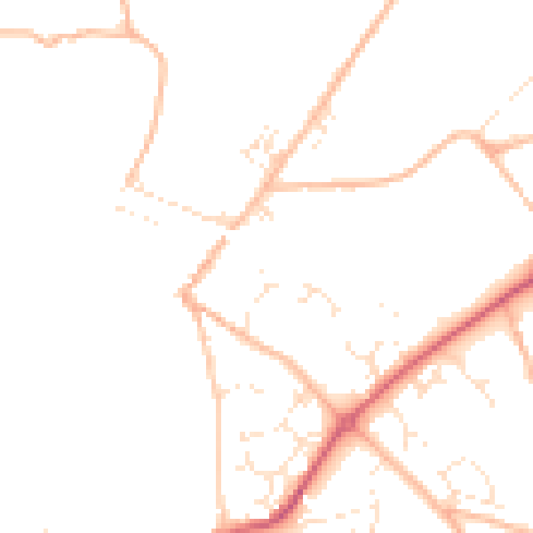 Daytime road noise heatmap for TQ10 9PH