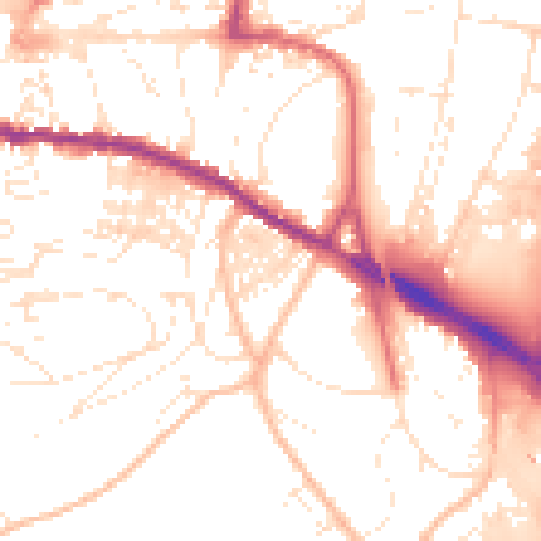 Daytime road noise heatmap for TQ12 1AA