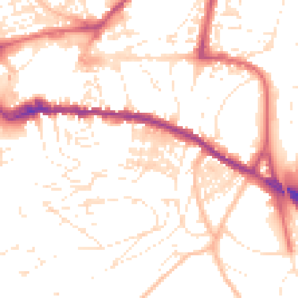 Daytime road noise heatmap for TQ12 1BB