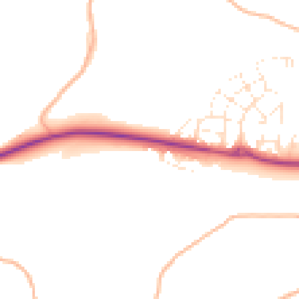 Daytime road noise heatmap for TQ12 1BY