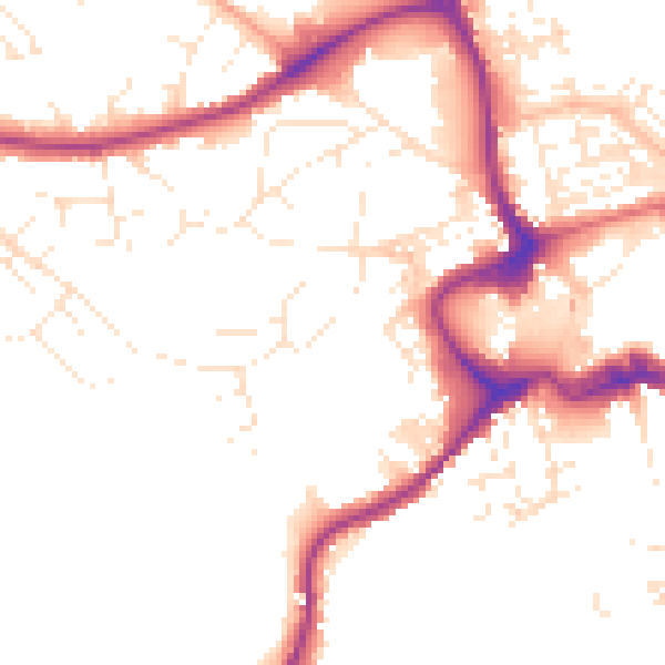 Daytime road noise heatmap for TQ12 1SE
