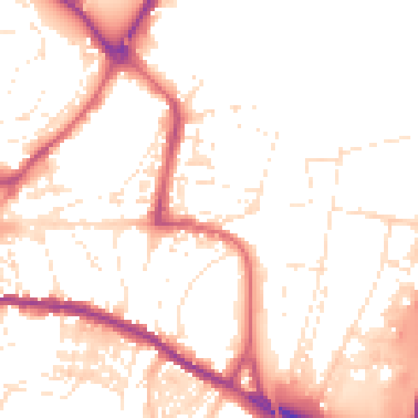 Daytime road noise heatmap for TQ12 2BX