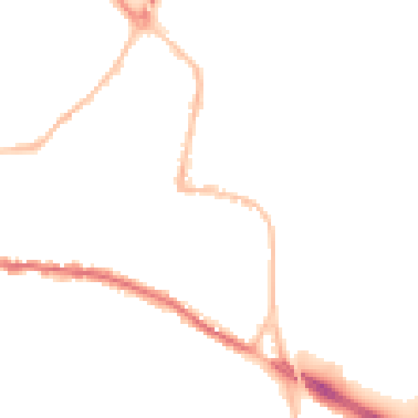 Night-time road noise heatmap for TQ12 2EX