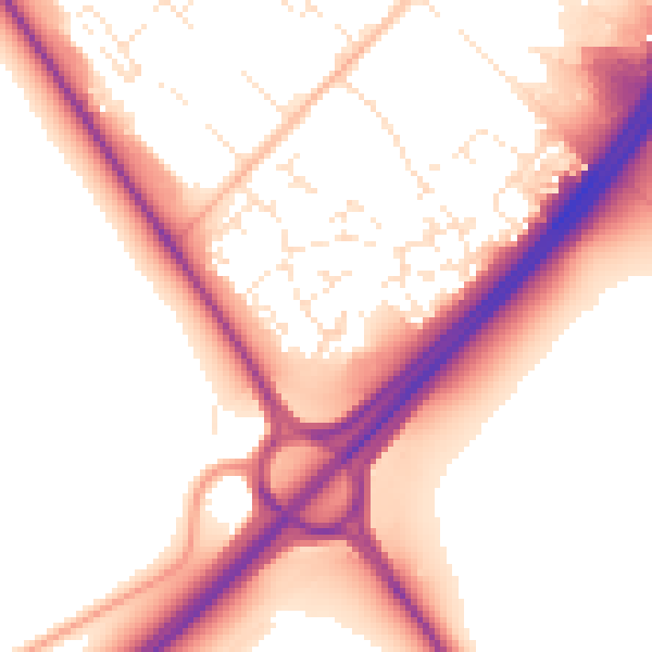 Daytime road noise heatmap for TQ12 6TS