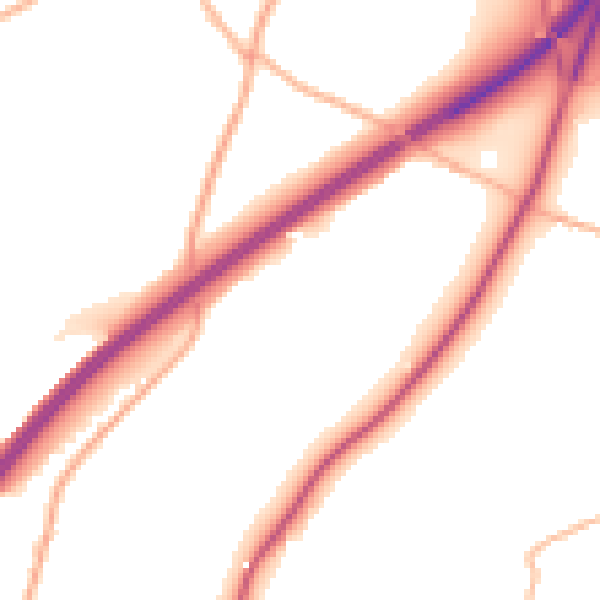 Daytime road noise heatmap for TQ13 0DE