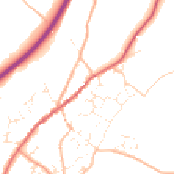 Daytime road noise heatmap for TQ13 0EB