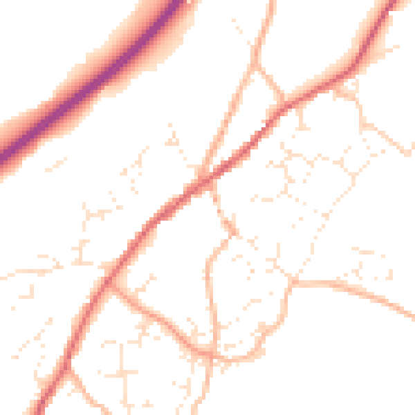 Daytime road noise heatmap for TQ13 0GZ