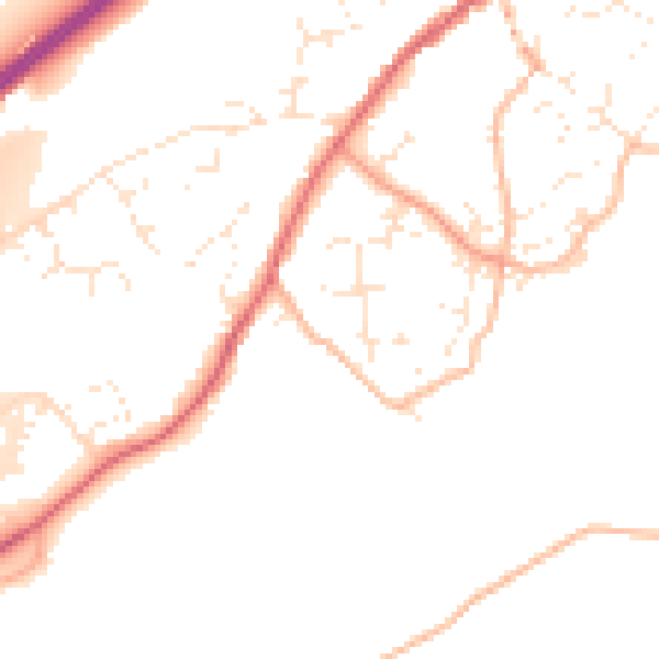 Daytime road noise heatmap for TQ13 0JJ
