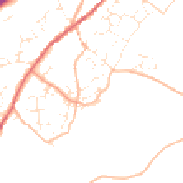 Daytime road noise heatmap for TQ13 0LS