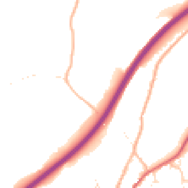 Daytime road noise heatmap for TQ13 0NE