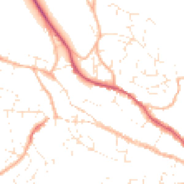 Daytime road noise heatmap for TR10 8AA