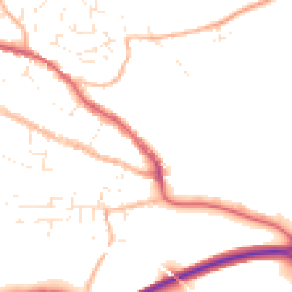 Daytime road noise heatmap for TR10 8AE