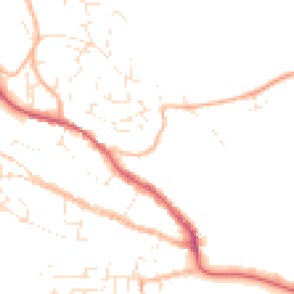 Daytime road noise heatmap for TR10 8AJ
