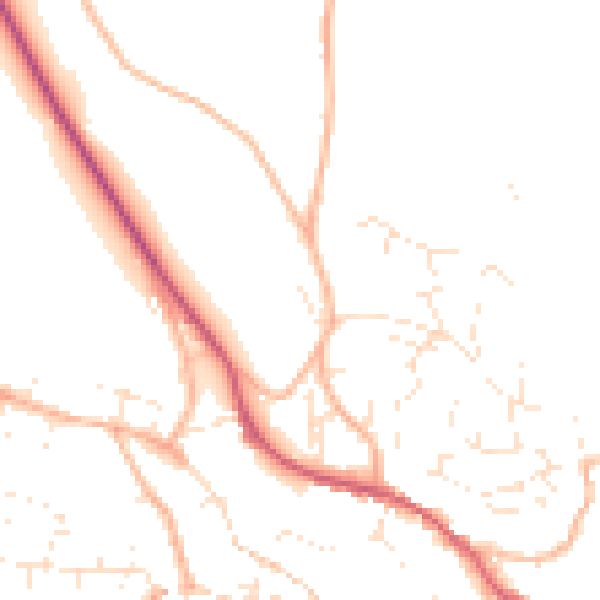 Daytime road noise heatmap for TR10 8AN