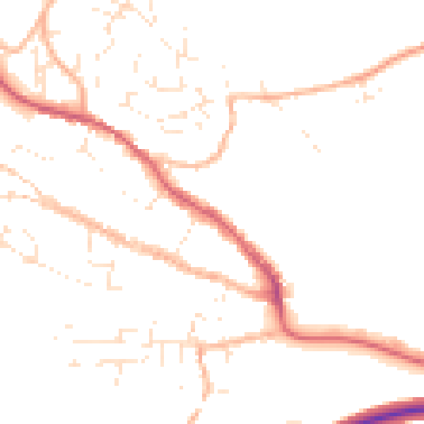 Daytime road noise heatmap for TR10 8AQ